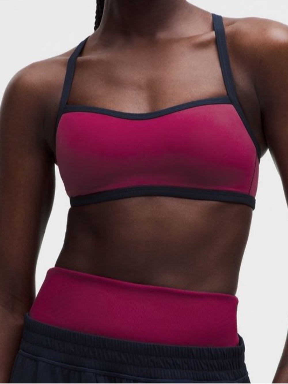 NWT LULULEMON Like a Cloud Bra Contrast Trim Raspberry Rave/True Navy D/DD